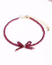 Load image into Gallery viewer, Jewever Genuine Red Garnet Birthstone Bracelet for Women Crystals and Healing Stones Gemstone Handmade Bowknot Cute Jewelry Gifts for Her