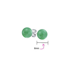 Load image into Gallery viewer, Simple Dyed Gemstone Green Aventurine Round Ball Stud Earrings For Women 925 Sterling Silver 6MM
