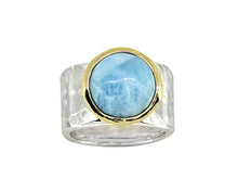 Load image into Gallery viewer, YoTreasure Larimar Ring Solid 925 Sterling Silver Brass Jewelry