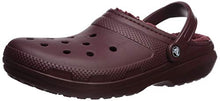 Load image into Gallery viewer, Crocs Men's and Women's Classic Lined Clog | Warm and Fuzzy Slippers, Burgundy/Burgundy, 15 Women 13 Men US