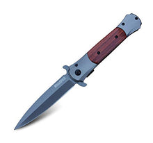 Load image into Gallery viewer, Folding Knife Tactical Pocket Knife Survival- Fast Open Folding Knife Wood Handle - Folding Pocket Knife Assisted Opening - 7CR13Mov Steel 58HRC - for Men Work Outdoor Adventure Hunting Hiking Knife