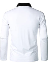Load image into Gallery viewer, HOOD CREW Mens Long Sleeve Polo Shirts Fashion Color Block Zipper T Shirts White L