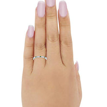 Load image into Gallery viewer, Blue Apple Co. 2mm Half Eternity Wedding Band Art Deco Design Round Simulated Emerald CZ 925 Sterling Silver, Size-7