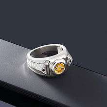 Load image into Gallery viewer, Gem Stone King Men's 925 Sterling Silver Yellow Citrine and Black Diamond Ring (1.53 Cttw, Gemstone Birthstone, Available 7,8,9,10,11,12,13) (Size 10)