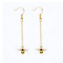 Load image into Gallery viewer, Tiny Cute Gold Bee Pendant Necklace and Earrings Jewelry Set, ALUOR Fashion Charm Crystal Rhinestone Enamel Honeybee Bumble Bee Pendant Jewelry Women Girl Gifts (Yellow)