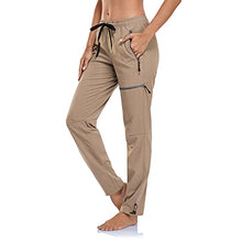 Load image into Gallery viewer, BINSTERAIN Women's Cargo Hiking Pants Zipper Pockets Lightweight Outdoor Elastic Waist Quick Dry Water Resistant UPF 50+ (Khaki, M)