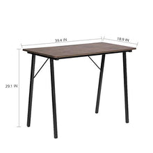 Load image into Gallery viewer, Office Computer Desk Modern Study Writing Table Small Kids Desk Home Wood Work Desk with Metal Legs Industrial Tiny Desk for Bedroom, 39.4 x 18.9 x 29.1 inch Walnut Brown