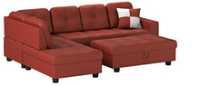 Load image into Gallery viewer, Beverly Fine Furniture Left Facing Russes Sectional Sofa Set With Ottoman, RED