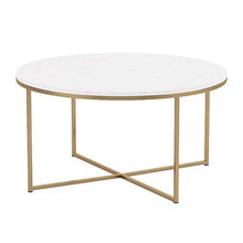 Load image into Gallery viewer, Walker Edison Furniture Company Modern Round Coffee Accent Table Living Room, Marble/Gold