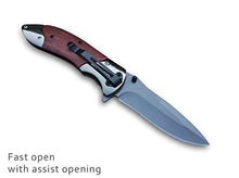 Load image into Gallery viewer, Folding Knife Camping Pocket Knife Hunting - Fast Open Folding Knife Wood Handle - Folding Pocket Knife Assisted Opening - 7CR13Mov Steel 58HRC - for Men Work Outdoor Adventure Hiking Knife Survival