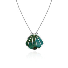Load image into Gallery viewer, GemStar USA Sterling Silver Simulated Turquoise Seashell Slide Pendant Necklace
