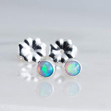 Load image into Gallery viewer, Light Blue Opal Cabochon in Sterling Silver Stud Earrings for Women Fashion Jewelry Earings