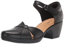 Load image into Gallery viewer, Clarks Emily Rae Pump, Black Leather, 7.5 Wide