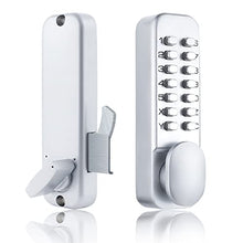 Load image into Gallery viewer, Keyless Entry Door Locks with Keypads Deadbolt, Mechanical Combination Latch Door Lock with Handle, Waterproof Keyless Sliding Door Lock, Digital Code Gate Front Door Lock Set with Door Knob (Silver)