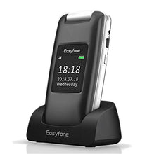 Load image into Gallery viewer, Easyfone A1 3G Unlocked Senior Flip Cell Phone, Big Button Hearing Aids Compatible Easy-to-Use Flip Mobile Phone with Charging Dock(Black)