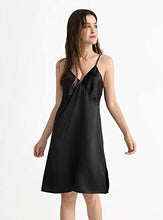 Load image into Gallery viewer, Femofit 2 Packs Satin Nightgowns for Women Sexy Silky Full Slip Sleepshirt Chemise Sleepwear with Adjustable Strap Nightdress (Black+Champagne,M)