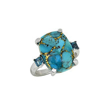 Load image into Gallery viewer, YoTreasure 11.18 Ct. Turquoise & London Blue Topaz Solid 925 Sterling Silver Ring Jewelry