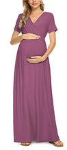 Load image into Gallery viewer, Xpenyo Women's Maternity Dresses Summer Casual Short Sleeve V Neck Wrap Long Maxi Dress Pregnancy Clothes for Baby Shower, Photoshoot, Party, Daily, Nursing, Mauve 2XL