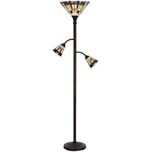 Load image into Gallery viewer, Bieye L10812 Mission Tiffany Style Stained Glass Floor Lamp for Reading Working Decorating, 3-Lights, 70 inches Tall