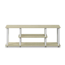 Load image into Gallery viewer, Furinno Turn-N-Tube No Tools 3D 3-Tier Entertainment TV Stand up to 50 inch TV, Round Tubes, Cream Faux Marble/Mustard