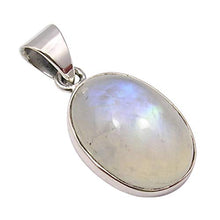 Load image into Gallery viewer, SilverStarJewel 925 Pure Sterling Silver Rainbow Moonstone Necklace Pendant 1.1" New Jewelry