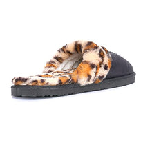 Load image into Gallery viewer, Millffy Nordic Style Faux Fur Trim Rabbit Fur Hair Women's Suede Slippers Memory Foam Comfy Indoor eva Slipper (US 7-8, Black)