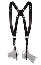 Load image into Gallery viewer, Camera Strap Accessories for Two-Cameras – Dual Shoulder Leather Harness – Multi Camera Gear for DSLR/SLR Black ProInStyle strap by Coiro