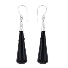 Load image into Gallery viewer, Authentic 925 Sterling Silver Pear Black Onyx Elegant Unique Stylish Fashion Costume Dangle Drop Earrings Jewelry for Women