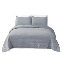 Load image into Gallery viewer, LINT HINT Cotton Rich Heathered Jersey Machine Quilted 3PC Oversized All-Season Quilt Set/Coverlet Set/Bedcover Set/Bedspread Set. Full/Queen:92”x96”/20x26” (Grey,Full/Queen)
