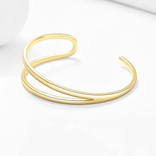 Load image into Gallery viewer, E 14K Gold Plated Open Wide Cuff Bangles Bracelets for Women Teen Girls, Simple Open Adjustable Womens Wrist Cuff Bracelet Minimalism Jewelry Gift for Women Girls