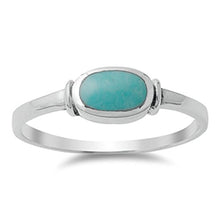 Load image into Gallery viewer, Women's Simple Simulated Turquoise Unique Ring New .925 Sterling Silver Band Size 5