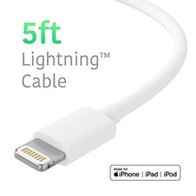Load image into Gallery viewer, TalkWorks USB Wall Charger iPhone Adapter 12W/2.4A - Includes 5ft Lightning Cable MFI Certified For Apple iPhone 12, 12 Pro/Max, 12 Mini, 11, 11 Pro/Max, XS/Max, XR, X, 8, 7, 6, SE, 5, iPad - White