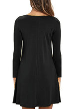 Load image into Gallery viewer, Unbranded Women's Long Sleeve Pocket Casual Loose T-Shirt Dress Black Small