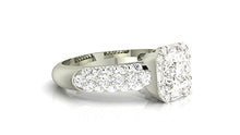 Load image into Gallery viewer, 1.5 Carat GIA Certified Cushion-Cut 14K White Gold Designer Popular Halo Style Baguette and Pave Set Round Diamond Engagement Ring with a 0.75 Ct D-E VS1-VS2 Center