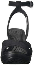 Load image into Gallery viewer, Crocs Women's Leigh II Cross-Strap Ankle Wedges Sandal, Black/Black, 4