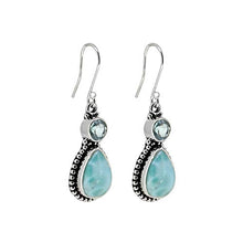 Load image into Gallery viewer, YoTreasure Larimar & Blue Topaz Solid Sterling Silver Designer Earrings
