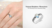 Load image into Gallery viewer, Moonstone Ring Boho Vintage Style Sterling Silver Pear Shape Solitaire Ring Size 10