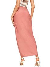 Load image into Gallery viewer, SheIn Women's Casual Slit Wrap Asymmetrical Elastic High Waist Maxi Draped Skirt Pink Small