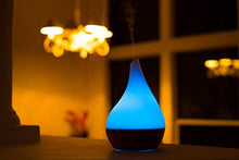 Load image into Gallery viewer, XBrand Bamboo/Glass Aromatherapy Essential Oil Diffuser & Color Changing Mist Humidifier, 10 Inch Tall, Brown & White