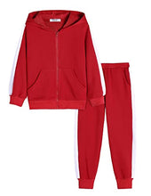Load image into Gallery viewer, Boyoo Girls 2PCS Tracksuit Athletic Sweatsuits Sets Zip-up Hooded Sweatshirt and Jogger sweatpant Outfits for 5-13 Years