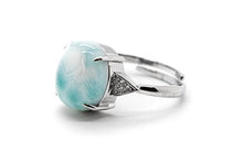 Load image into Gallery viewer, Natural Larimar 925 Sterling Silver Oval Larimar Gemstone Size Adj