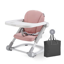 Load image into Gallery viewer, Toddler Booster Seat for Dining Table, Portable High Chair Travel Booster Seat with Aluminum Frame, Soft Knitted Cushion and Adjustable Height&Tray, Easy to Clean(Pink)