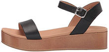 Load image into Gallery viewer, Amazon Essentials Women's Two Band Flatform Sandal Flat, Black PU, 8 B US