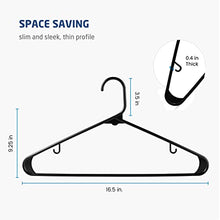 Load image into Gallery viewer, Black Standard Plastic Hangers (50 Pack) Durable Tubular Shirt Hanger Ideal for Laundry & Everyday Use, Slim & Space Saving, Heavy Duty Clothes Hanger for Coats, Pants, Dress, Etc. Hangs up to 5.5 lbs