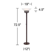 Load image into Gallery viewer, Light Blaster Modern Retro Torchiere Floor Lamp Warm Bronze White Frosted Glass Bowl Shade for Living Room Bedroom Uplight - Possini Euro Design