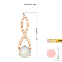 Load image into Gallery viewer, June Birthstone - Round Moonstone Infinity Twist Pendant in 14K Rose Gold (8mm Moonstone)