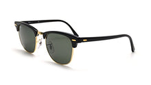 Load image into Gallery viewer, Ray Ban Sunglasses Clubmaster RB3016 W0365 Ebony Black/Arista Gold/Crystal Green, 51mm, Black Frame/Green G-15xlt Lens, 51 mm