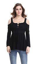Load image into Gallery viewer, Mooncolour Womens 3/4 Sleeve Hollow Out Casual Loose Solid Blouse Tops 0705_black US Large