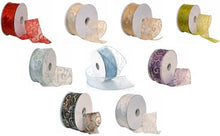Load image into Gallery viewer, Morex Ribbon 7416.60/50-934 Swirl 2.5" X 50 YD Nylon Sheer Curling Wired Glitter Ribbon, Red/Gold, Holiday Ribbons for Crafts and Christmas Decorations, Indoor Christmas Ribbon for Gift Wrapping