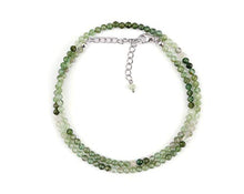 Load image into Gallery viewer, Natural Green Tourmaline Round Gemstone Dainty Full Beaded Choker Necklace, Birthstone, Gift for Women, Healing Crystals, Handmade Jewelry in Rhodium Plated 925 Sterling Silver Chain 18 inch